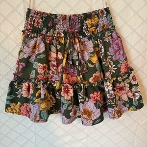 B.O.G Collective Floral Mini Skirt | Boho Smocked Waist | XS